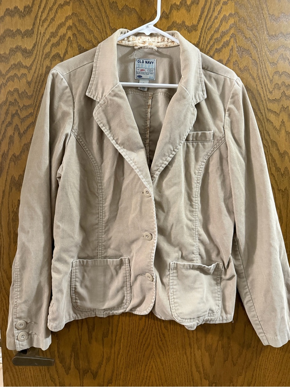 Old Navy Women’s XL Beige Corduroy Blazer Jacket Vintage Y2K Fall 2004